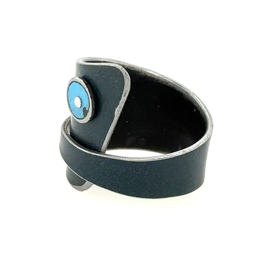Ring - Navy Blue with Baby Blue Dot