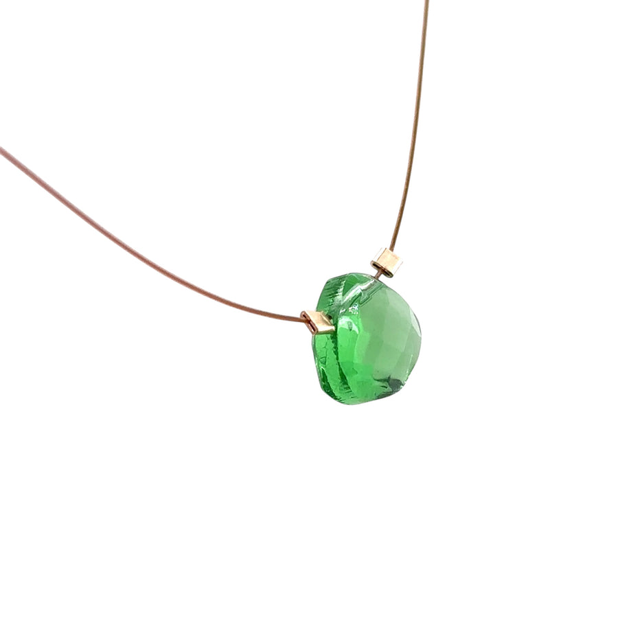 Czech Quartz Necklace - Lime Green