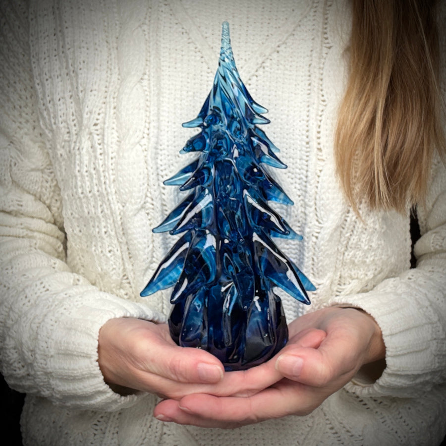 Large Glass Tree - Light Blue