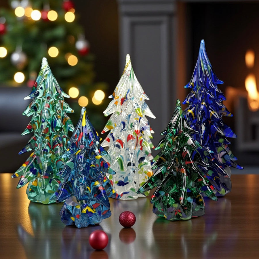 Small Decorated Glass Tree - White