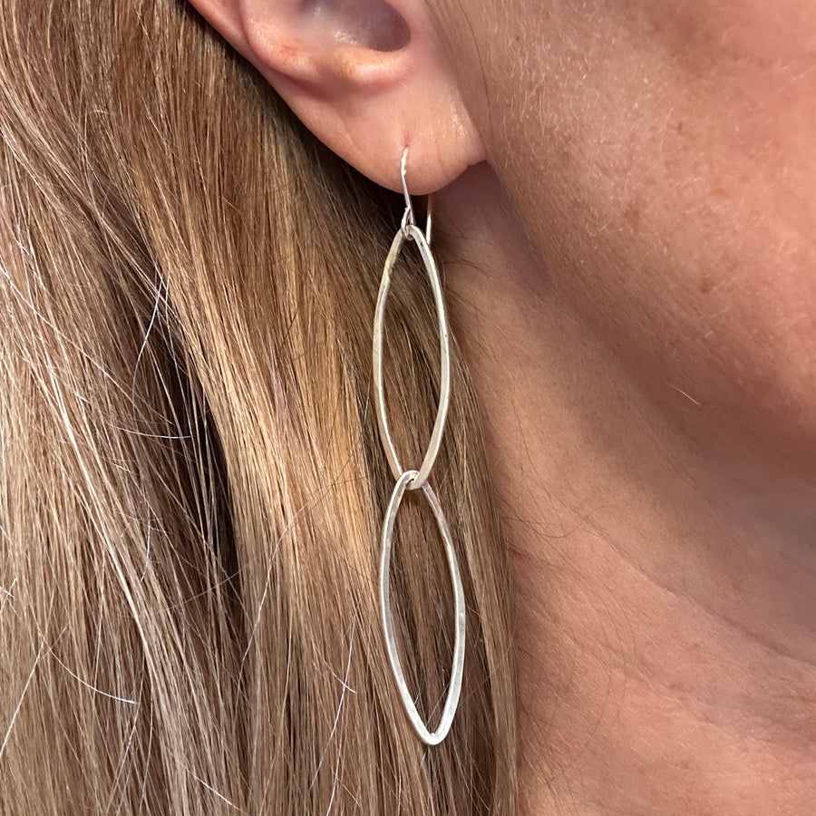 Earrings - Silver Double Petals