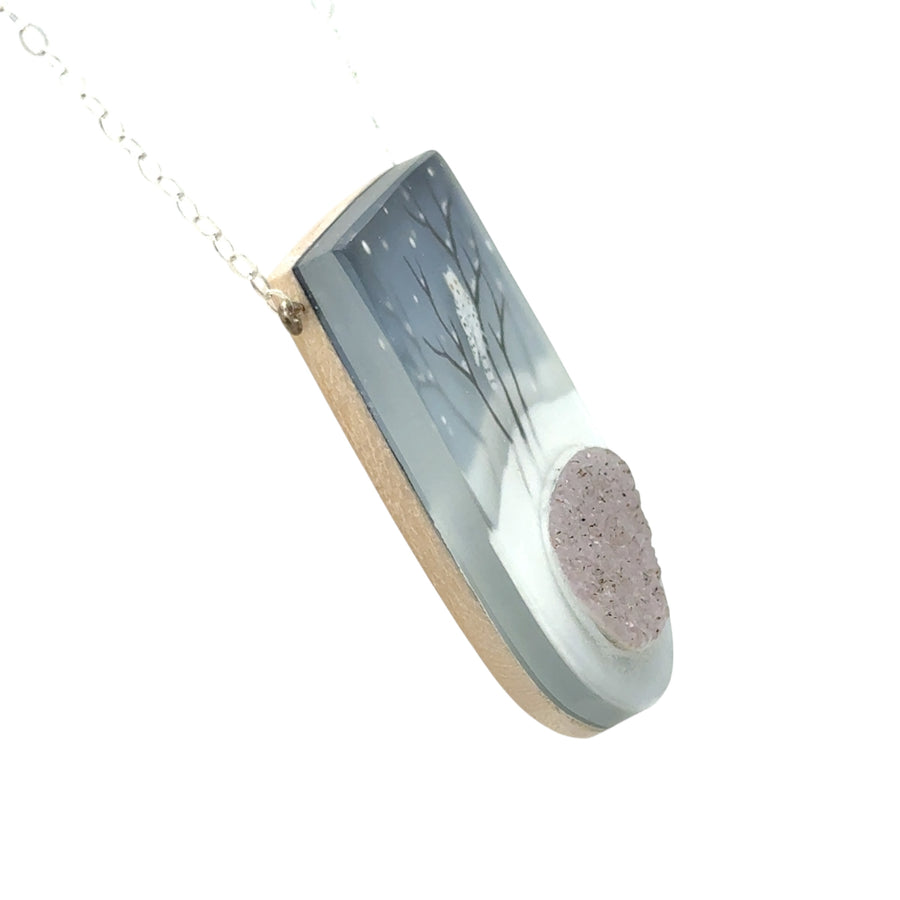 Necklace with Crystals - Snowy Owl