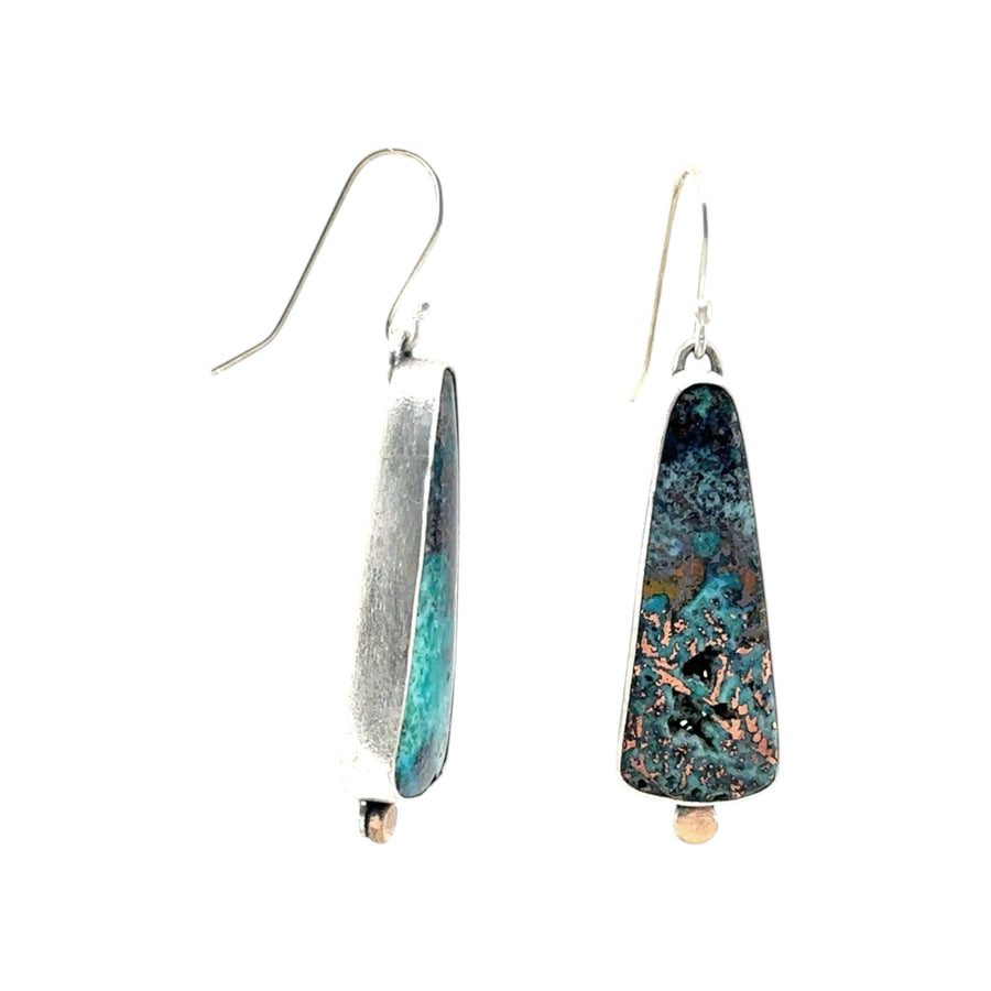 Earrings - Chrysocola Confetti Copper