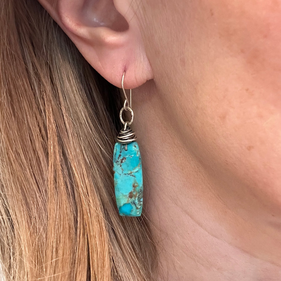 Earrings - Turquoise Rectangle