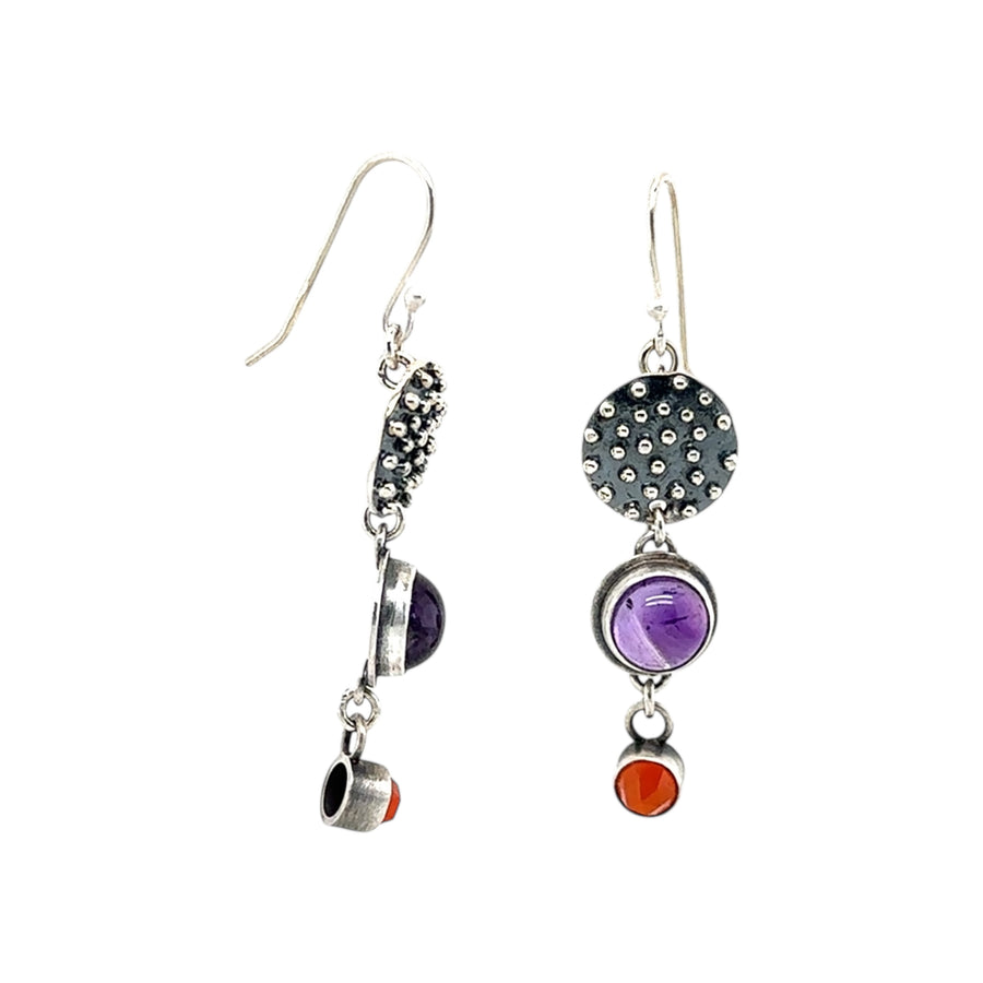 Earrings - Amethyst and Carnelian