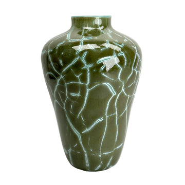 Olive Crackle Vase #205