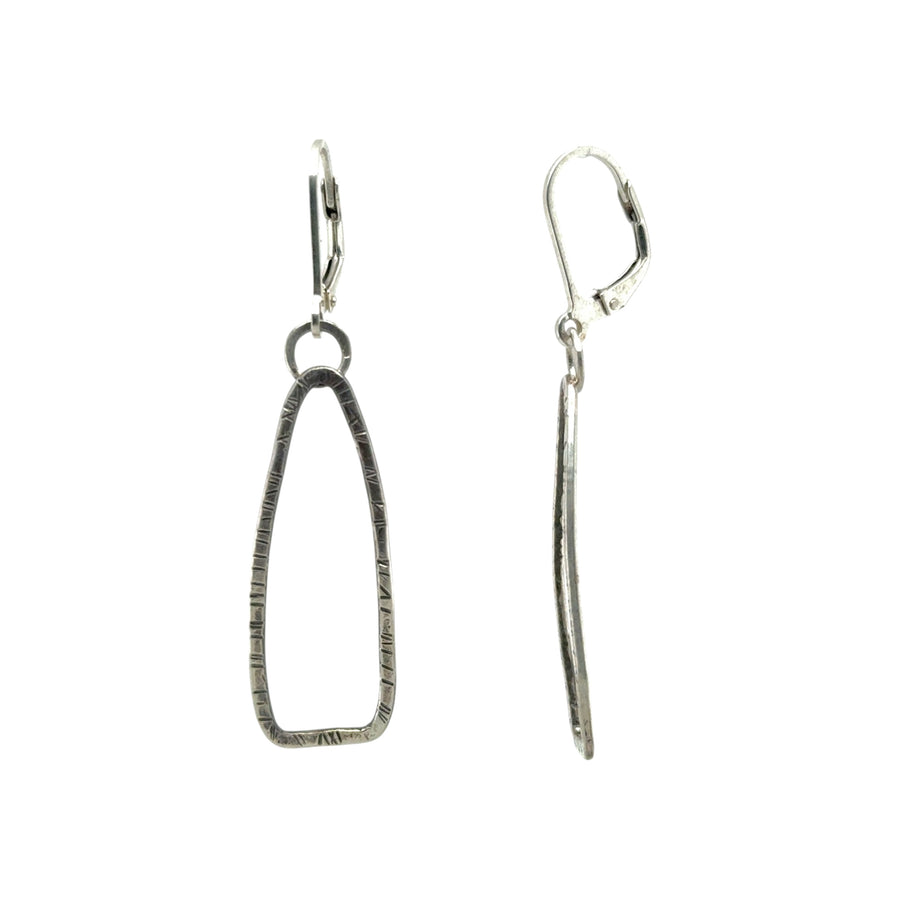 Earrings - Silver Stamped Stirrup