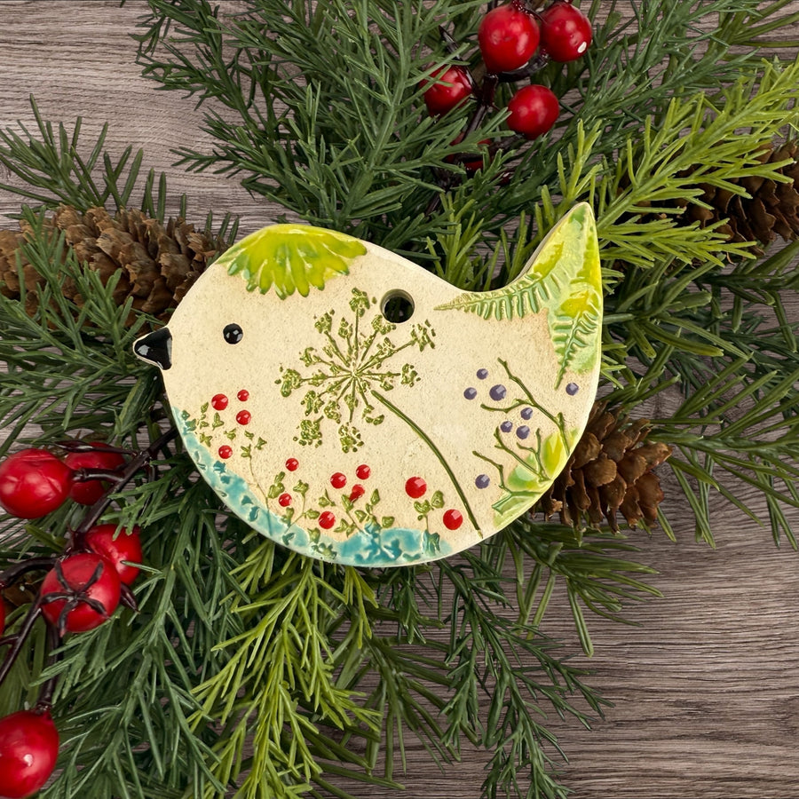 Ornament - Bird - Pressed Flowers