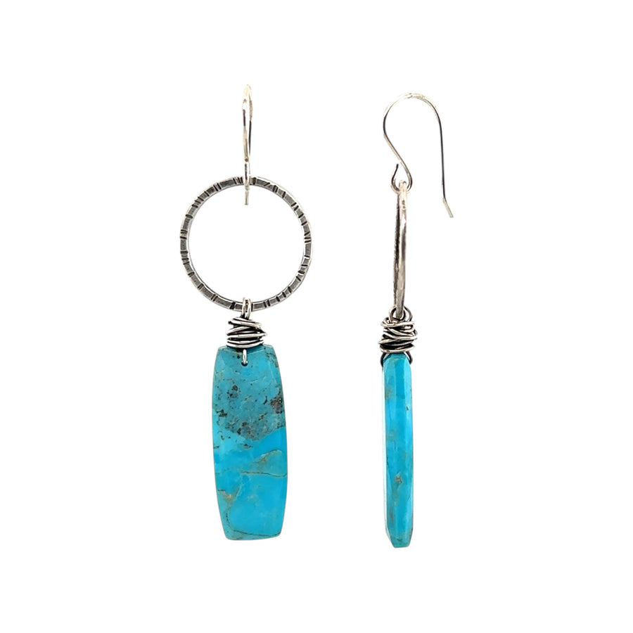 Earrings - Turquoise Rectangles on Silver