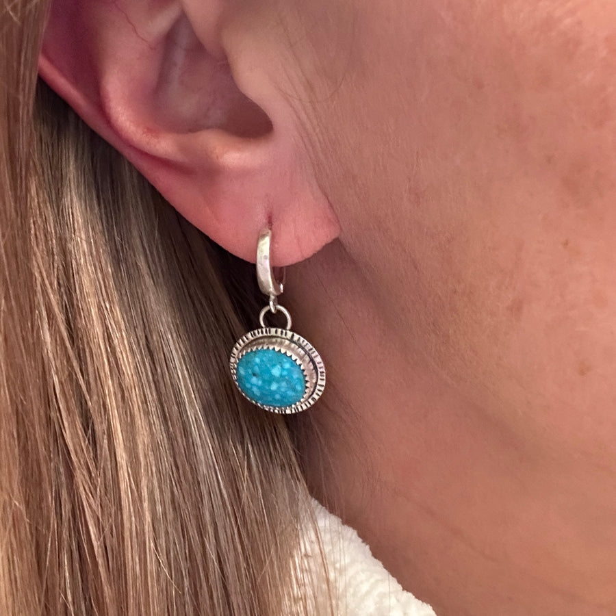 Earrings - Turquoise on Huggie Hoops