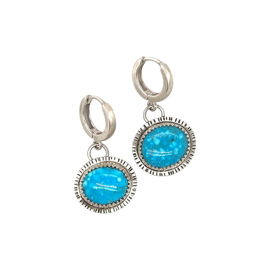 Earrings - Turquoise on Huggie Hoops