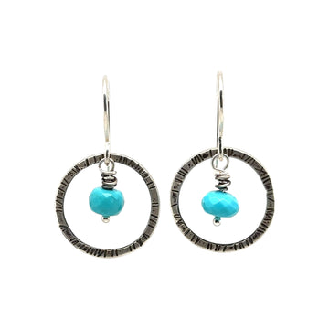 Earrings - Turquoise with Silver Circles