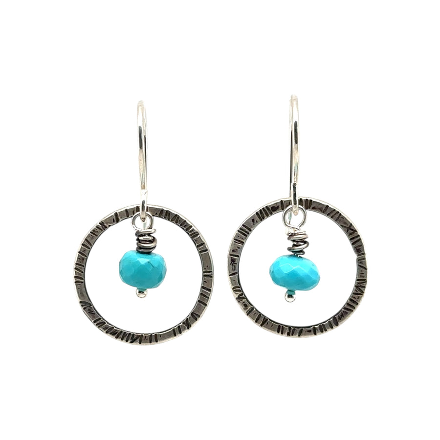 Earrings - Turquoise with Silver Circles