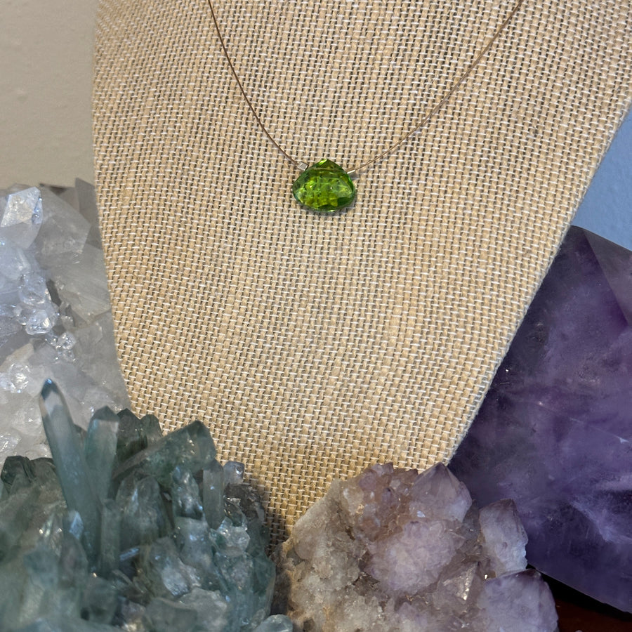 Czech Quartz Necklace - Lime