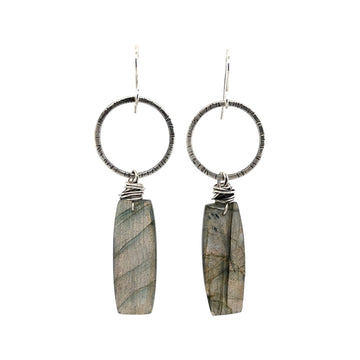 Earrings - Labradorite Rectangles on Silver