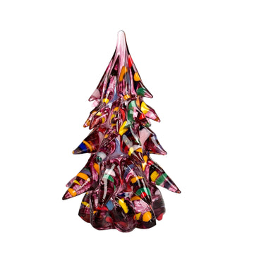 Small Decorated Glass Tree - Ruby