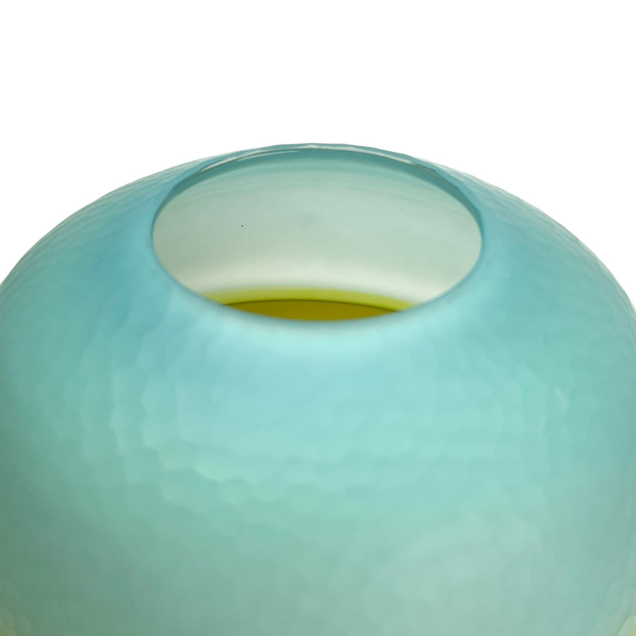 Aqua and Chartreuse Textured Incalmo Vase #301