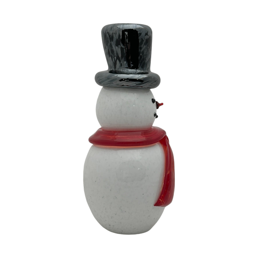 Snowman with Top Hat and Red Scarf