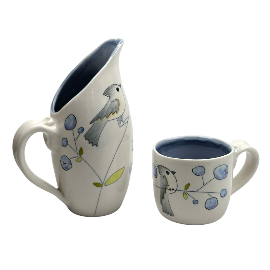 Birds and Blueberries - Pitcher - Medium