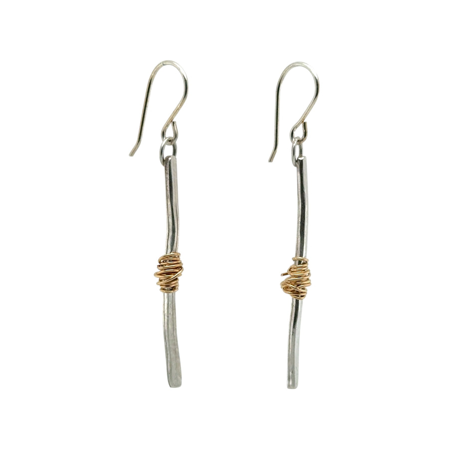 Earrings - Silver Twig with Gold Fill - Large