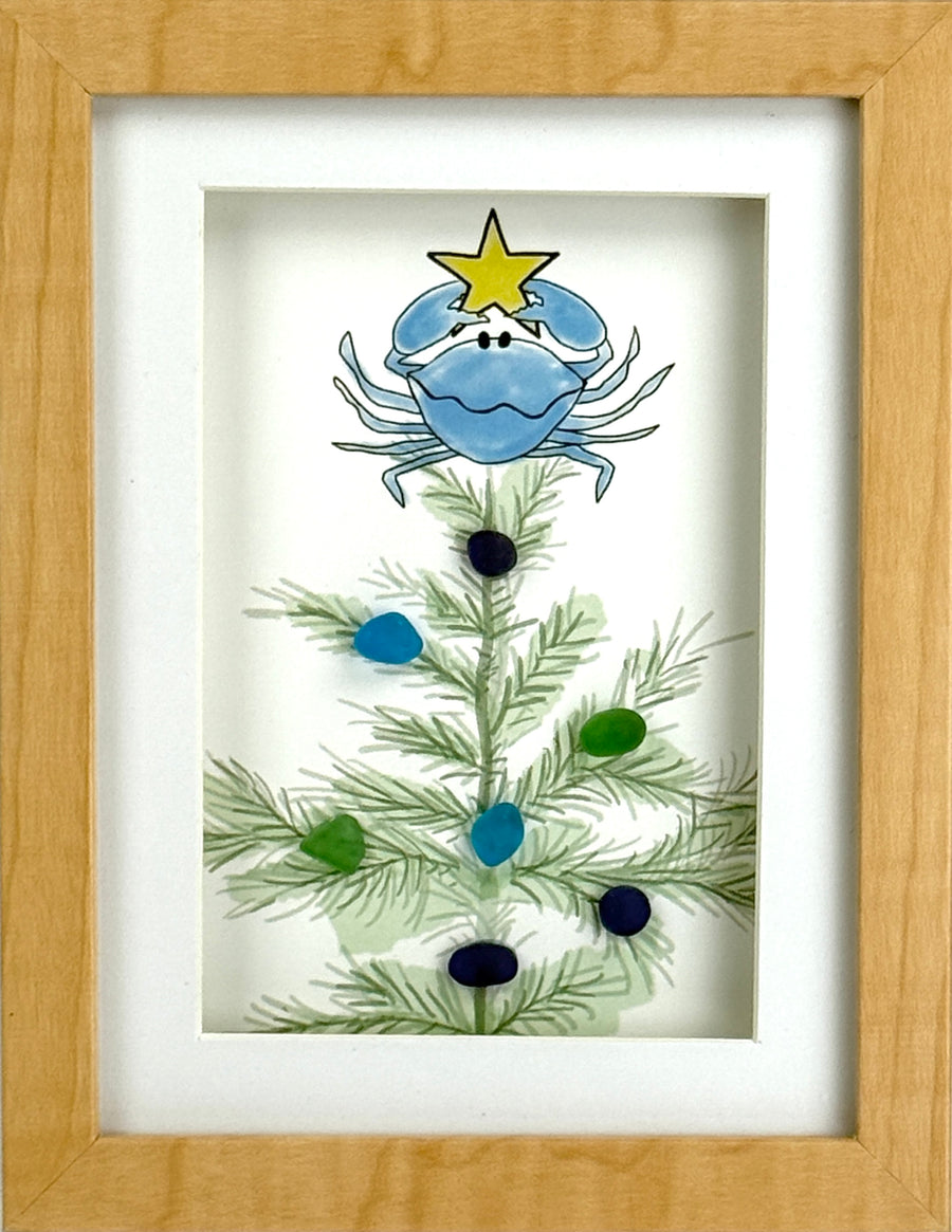 Sea Glass Blue Crab Tree