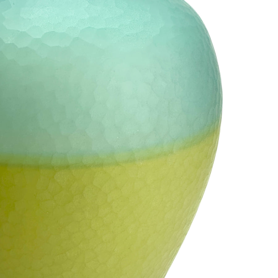 Aqua and Chartreuse Textured Incalmo Vase #301