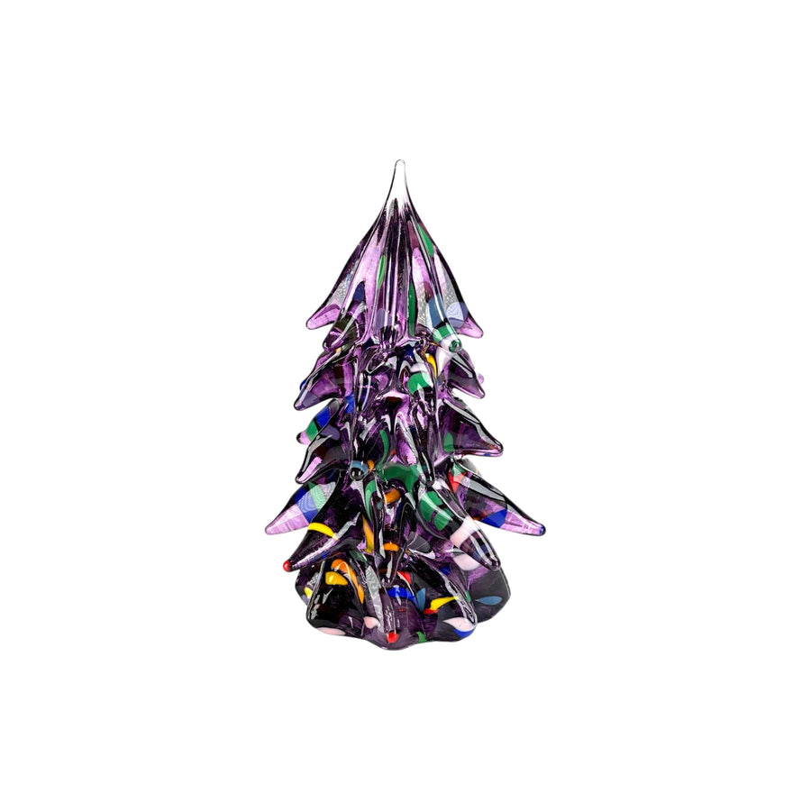 Small Decorated Glass Tree - Purple