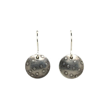 Earrings - Silver Dotted Disks