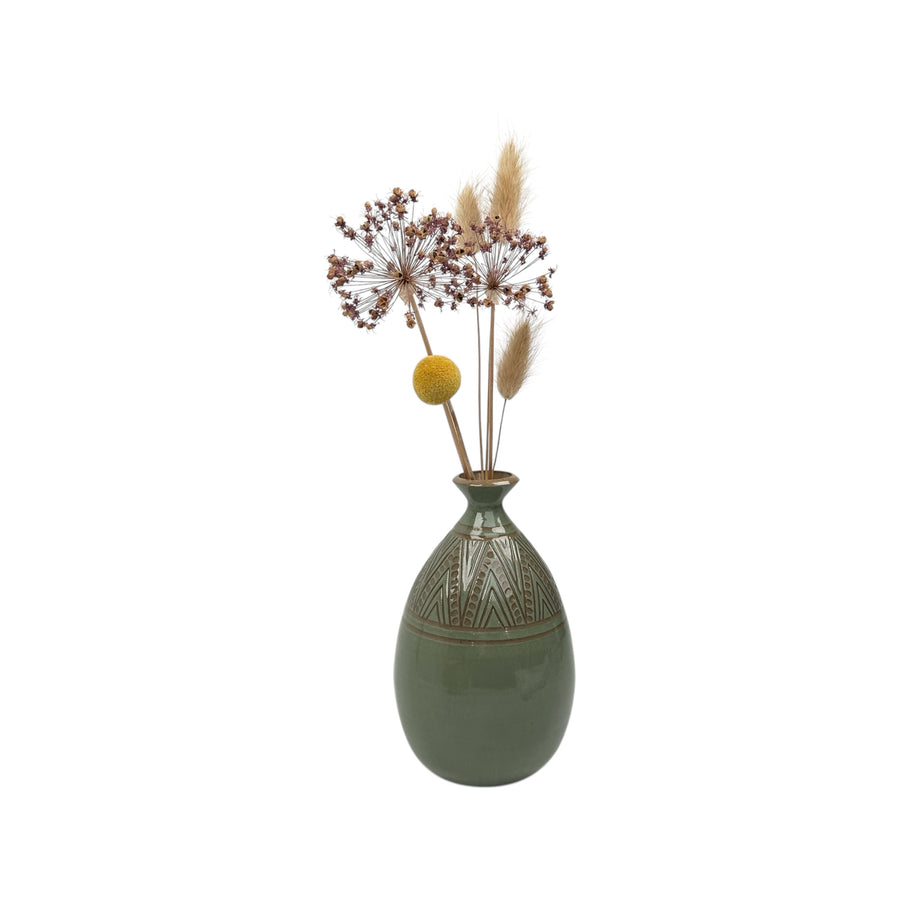 Medium Vase - Teal - Geometric