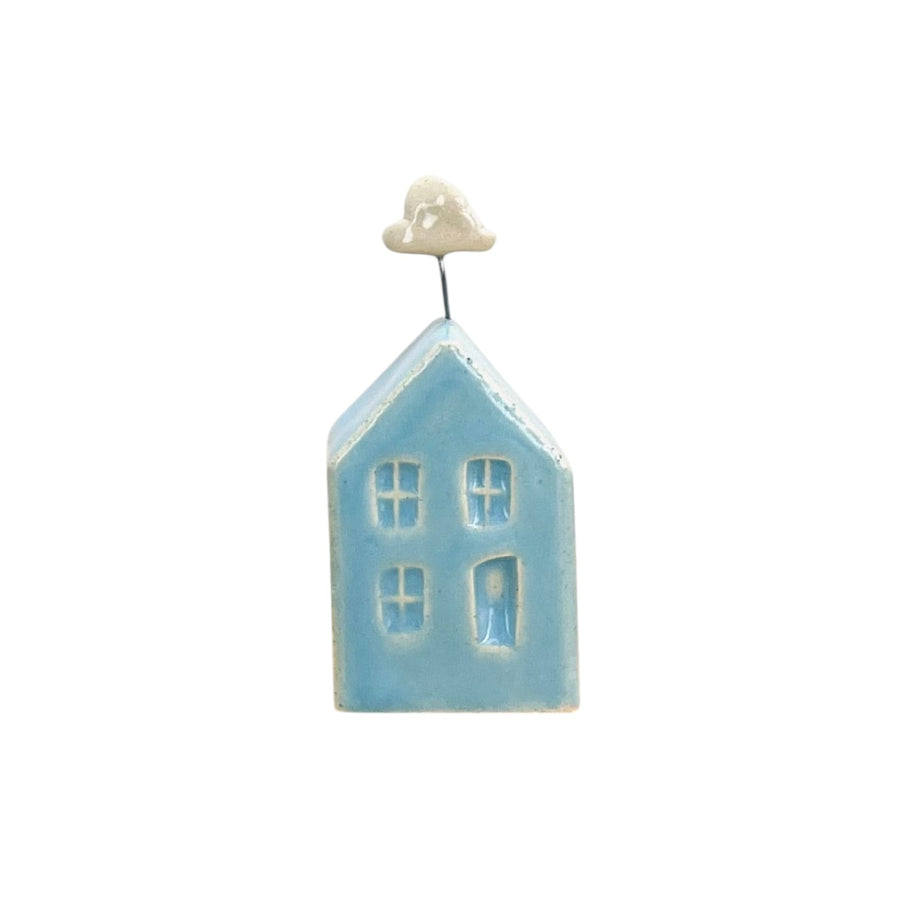 Baby Blue Tiny House with Top Embellishment