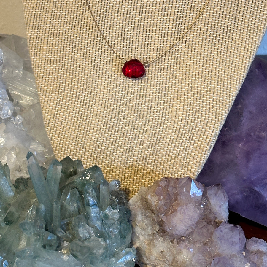 Czech Quartz Necklace - Cherry Red