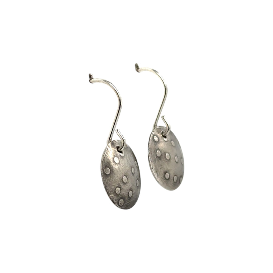 Earrings - Silver Dotted Disks