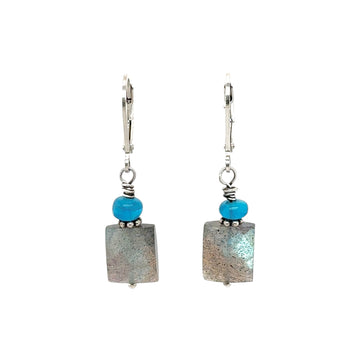 Earrings - Labradorite and Neon Apatite