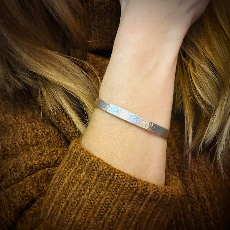 Bracelet - Silver Hammered Cuff