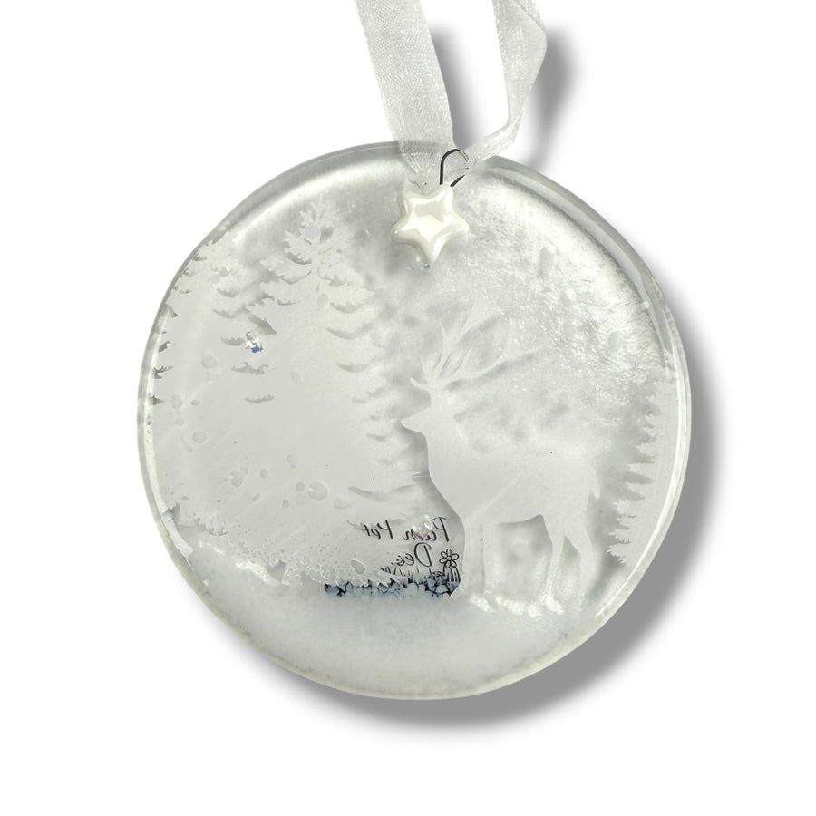 Stag in the Forest Glass Ornament