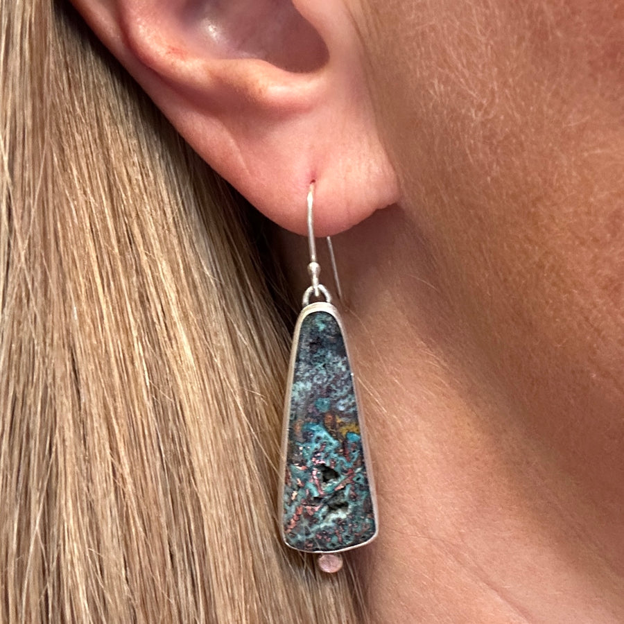 Earrings - Chrysocola Confetti Copper