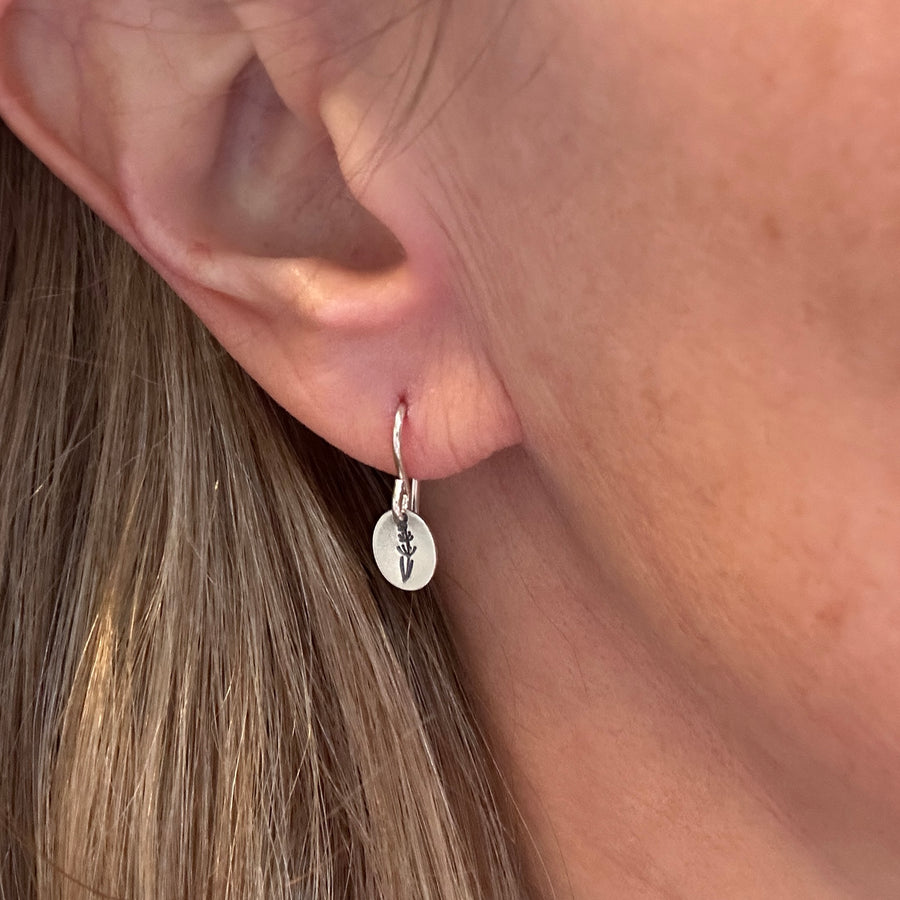 Earrings - Oval with Lavender Sprig - Small