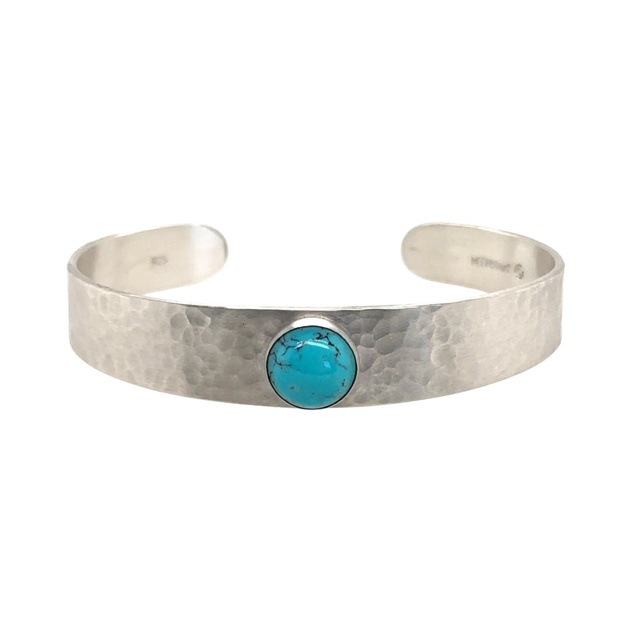 Hammered Bracelet with Turquoise - Tapered