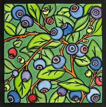 Huckleberries - Original Linocut