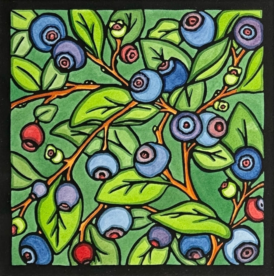 Huckleberries - Original Linocut