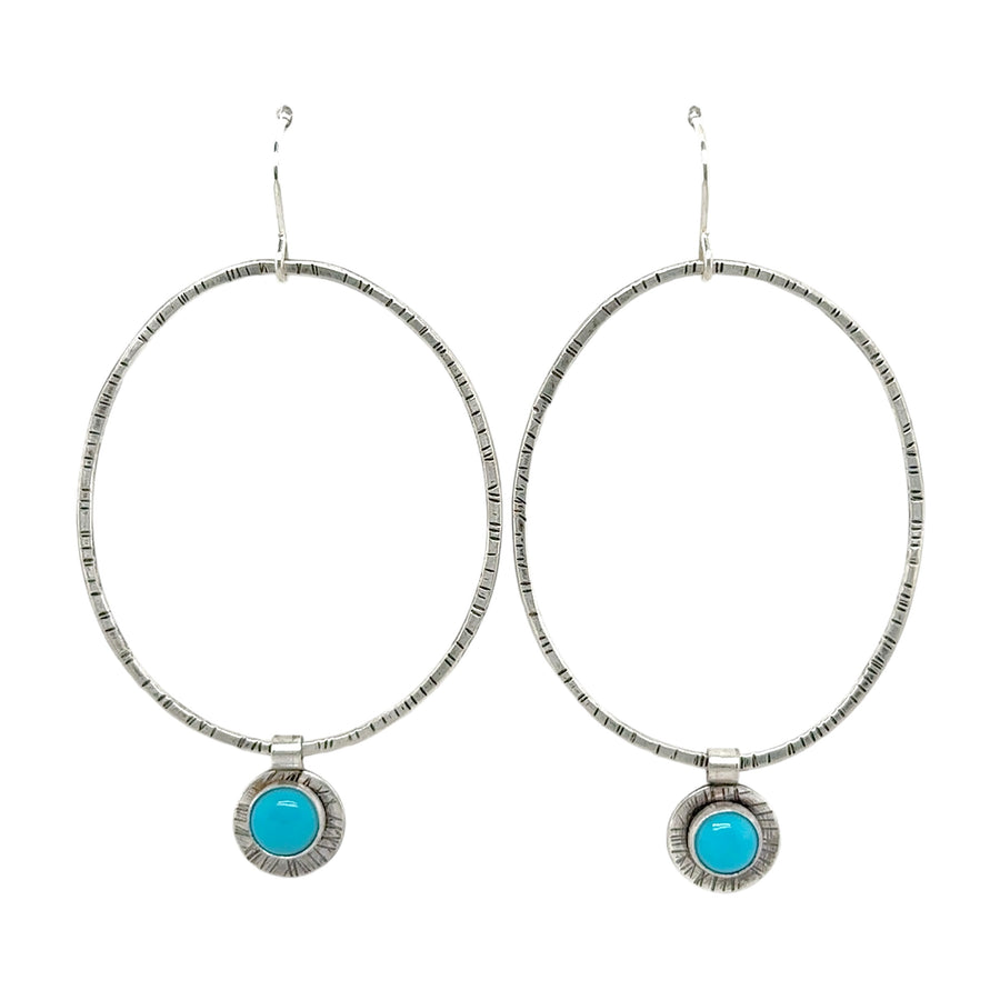 Earrings - Silver Ovals with Turquoise