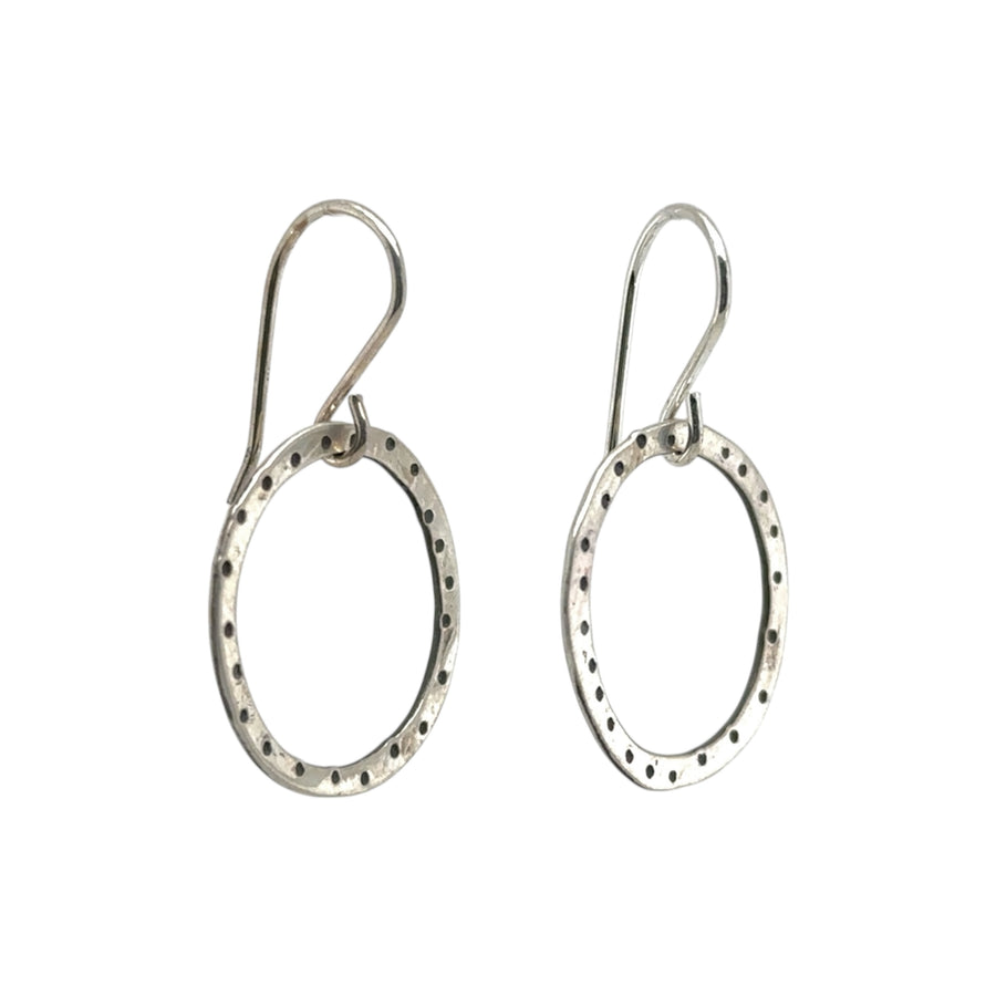 Earrings - Dotted Silver Circles