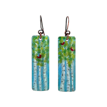 Earrings - Spring Aspen with Cardinals