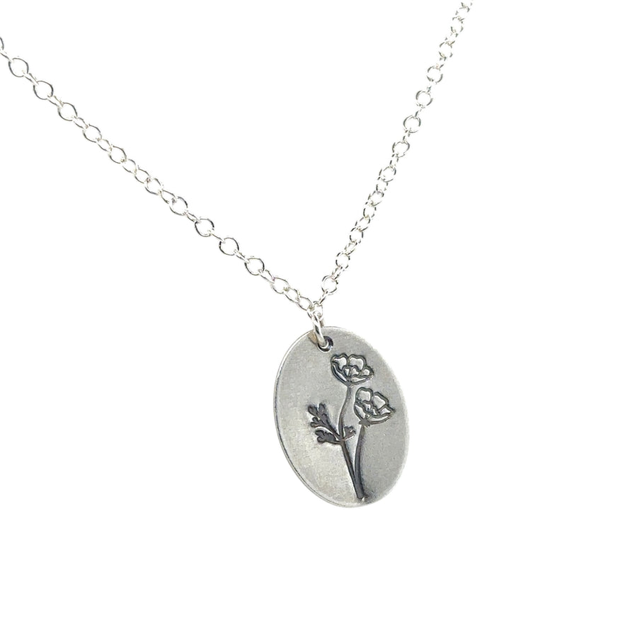 Necklace - Oval with California Poppy - Large