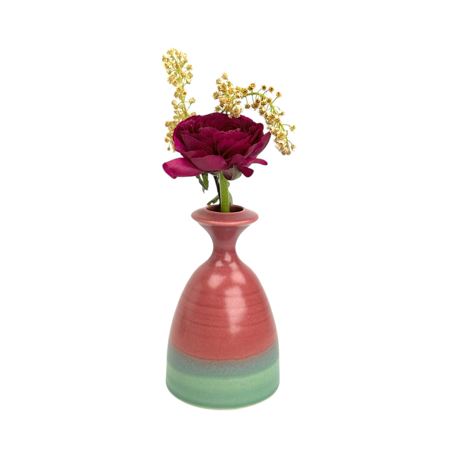 Bud Vase - Cranberry/Green