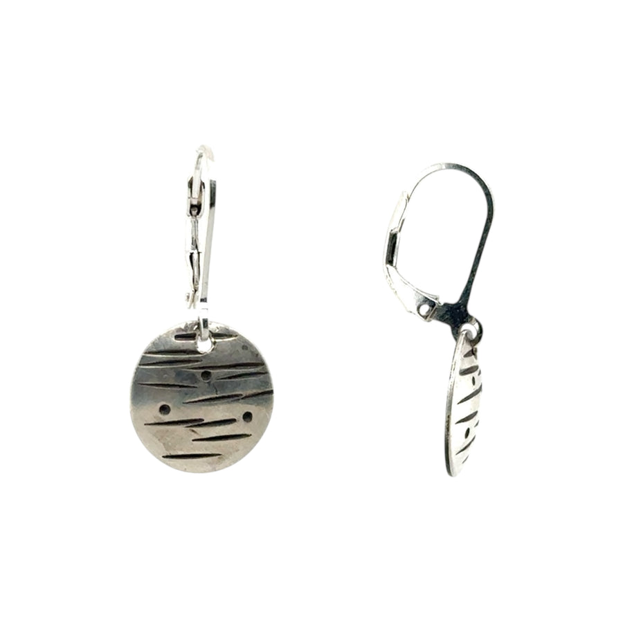 Earrings - Silver Stamped Disks