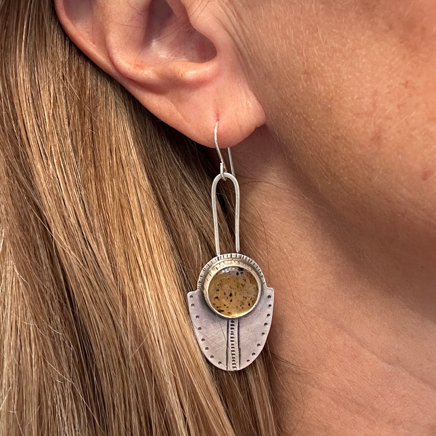Earrings - Montana Agate Long Shields