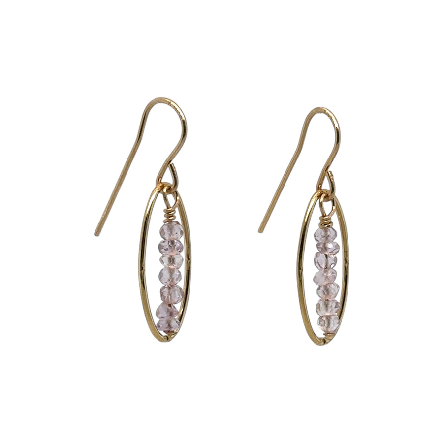 Earrings - Oval with Pink Amethyst