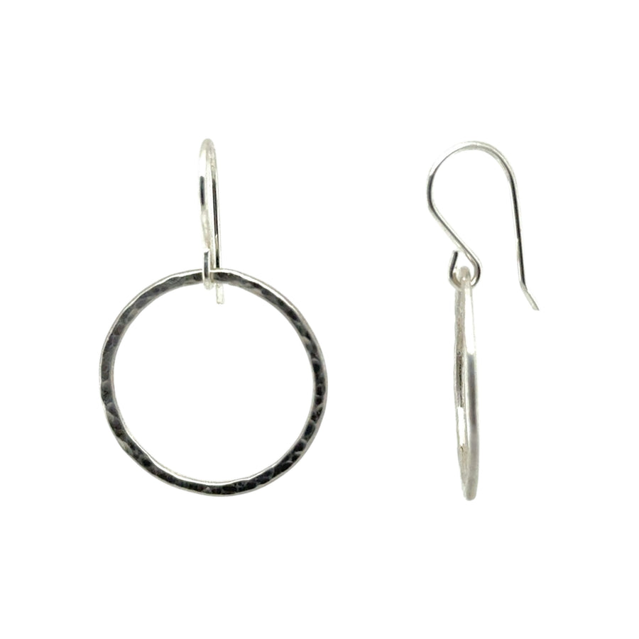 Earrings - Silver Hammered Circles