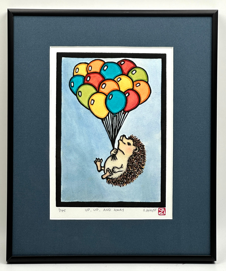 Up, Up, and Away - Original Linocut